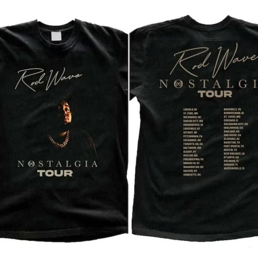 Rod Wave Nostalgia 2023 Tour T-Shirt Music Concert 2 Sided Fan Tee